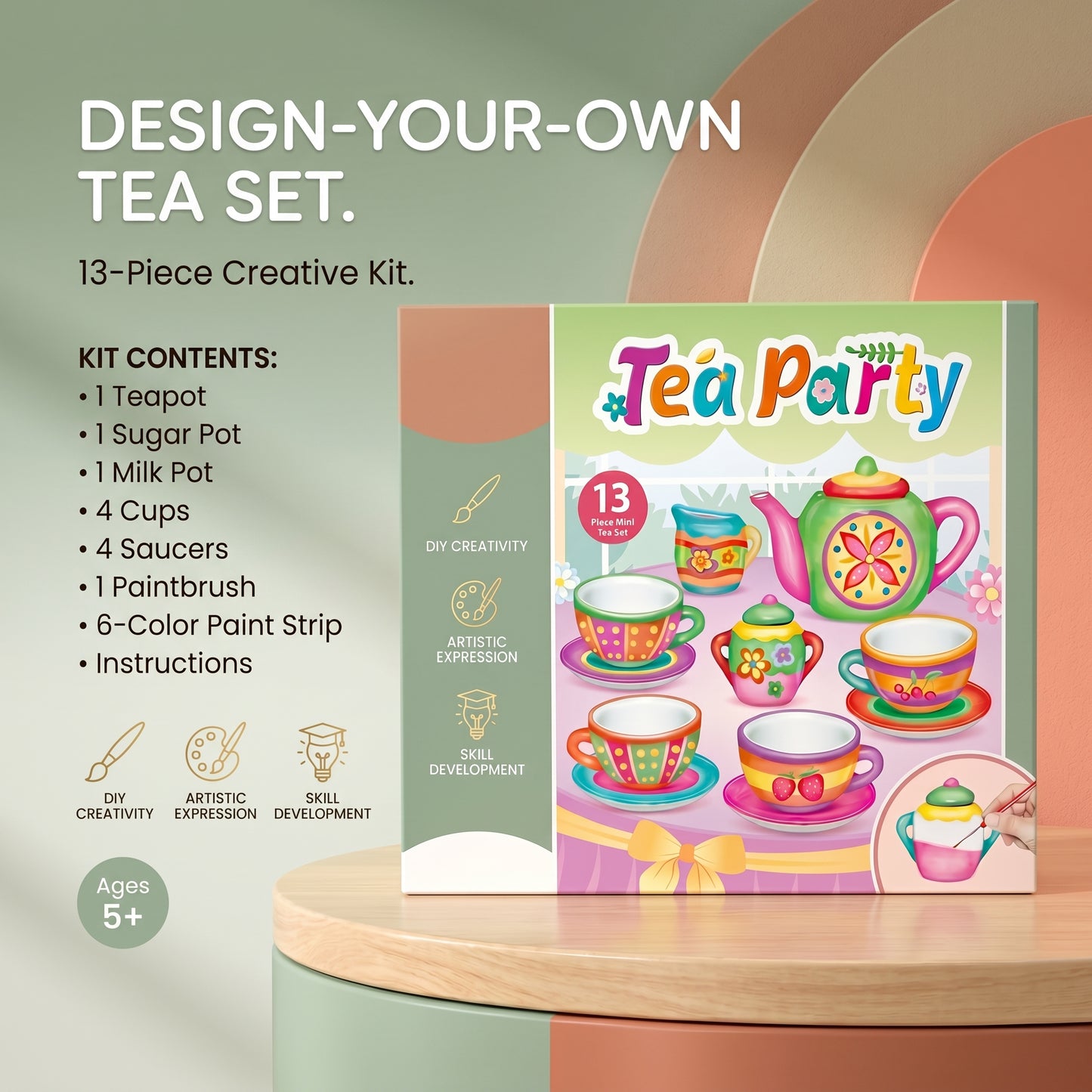 DIY Tea Set Painting Kit 13PCS