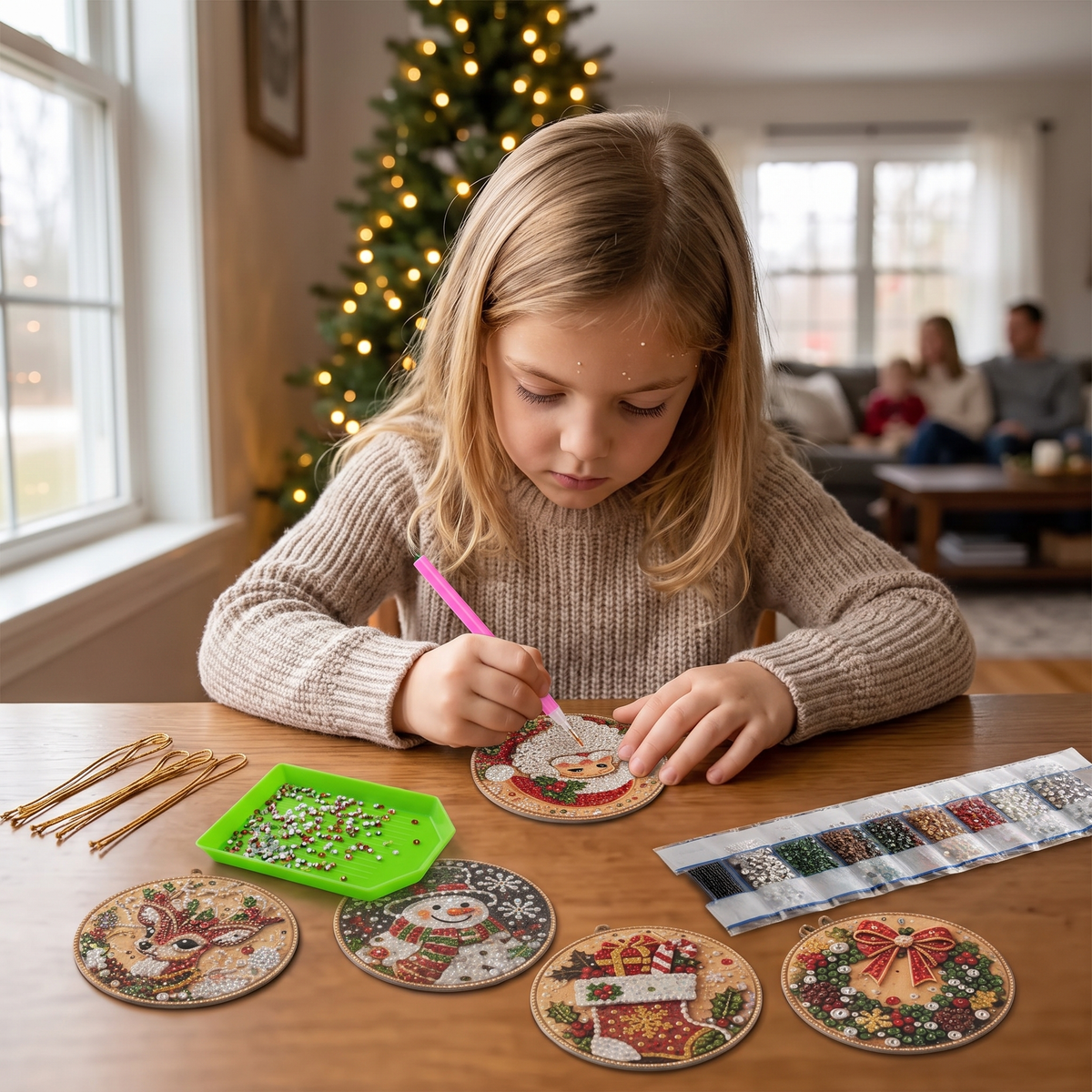 DIY Christmas Diamond Painting Ornament Kit for Kids