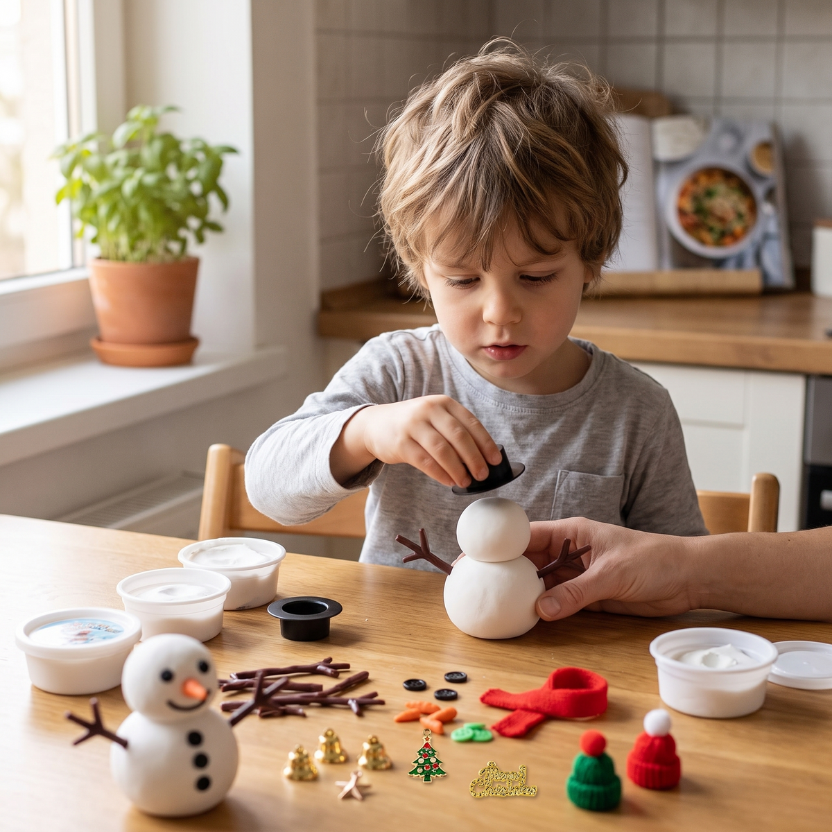 9 Pack DIY Snowman Clay Kit for Kids – Christmas Craft Set