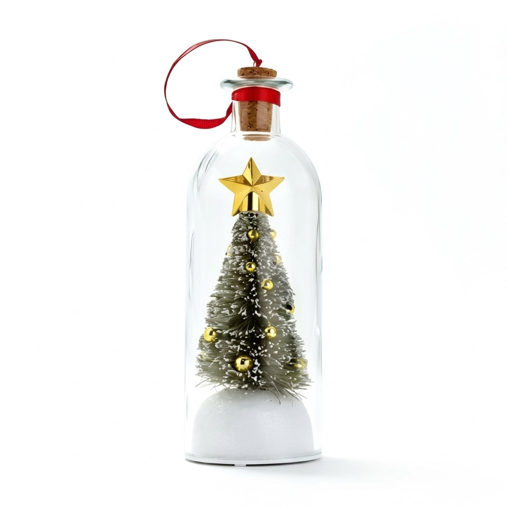 Recordable Christmas Message Glas Bottle with Mini Tree