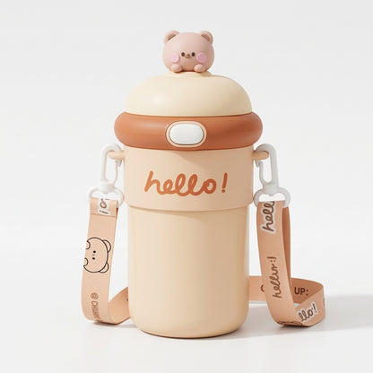 500ml Kids Insulated Glass Bottle with Carry Strap