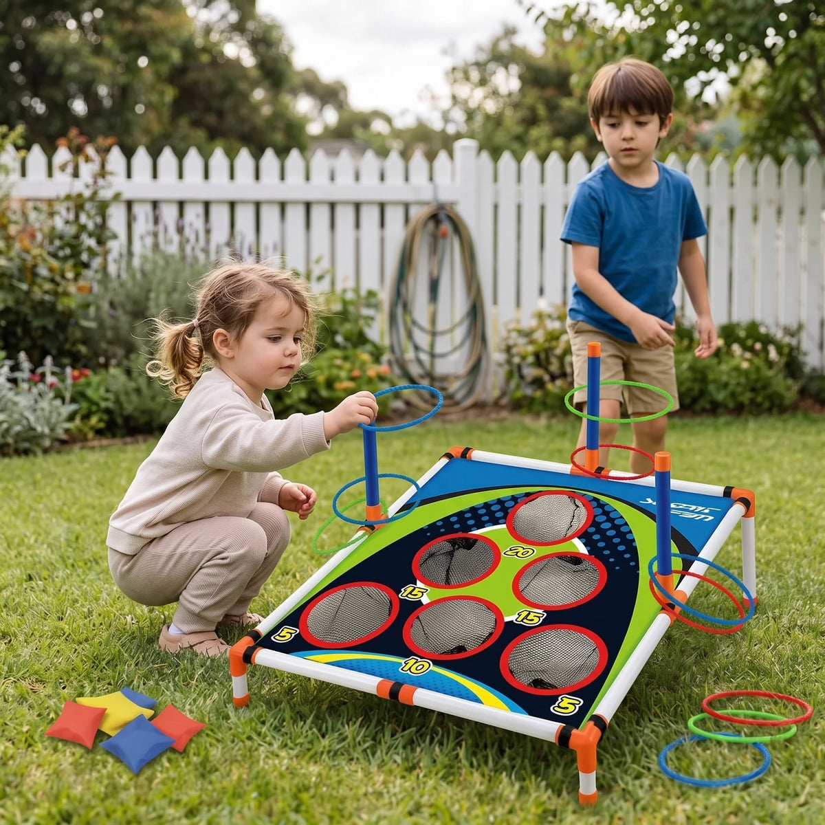 2-in-1 Cornhole & Ring Toss Game Set