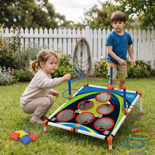 2-in-1 Cornhole & Ring Toss Game Set