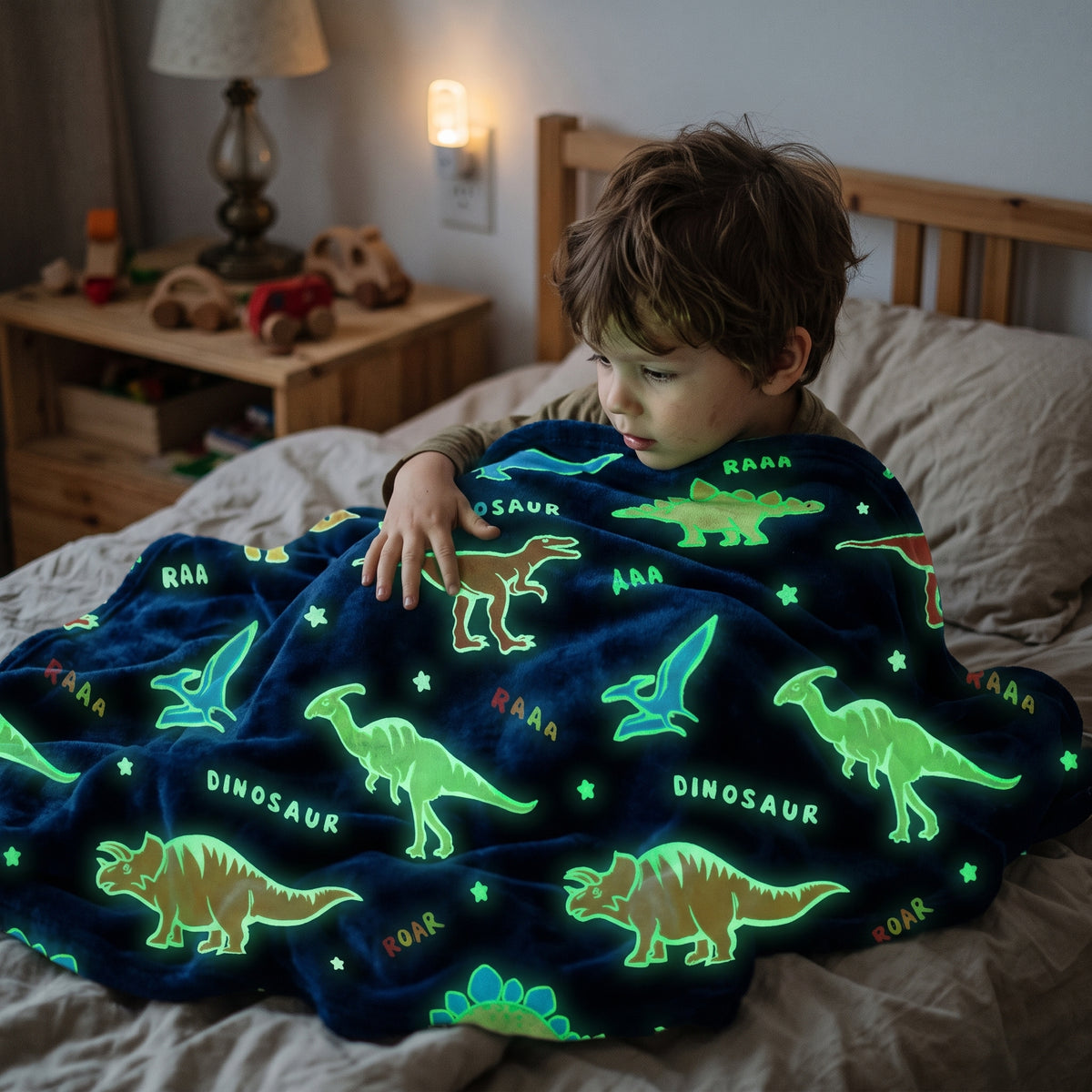Glow in the Dark Dinosaur Blanket for Kids