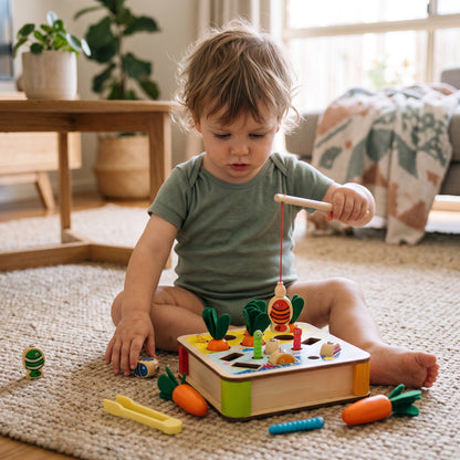 3 in 1 Wooden Magnetic Fishing & Carrot Game