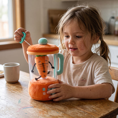Interactive Pull-String Vegetable Blender Plush Toy