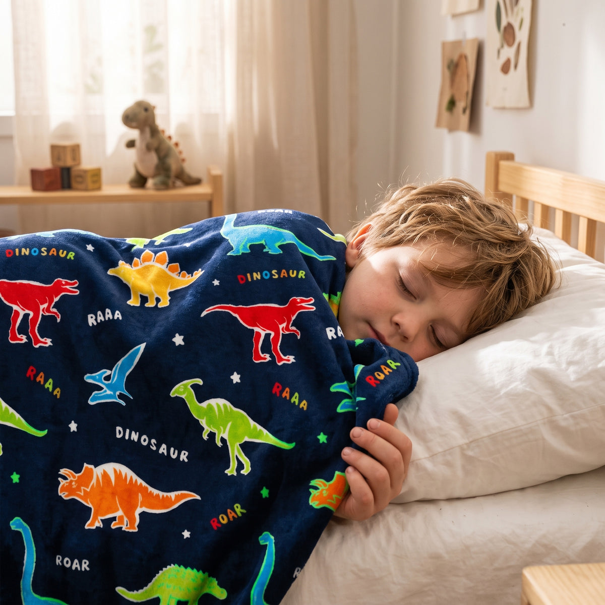 Glow in the Dark Dinosaur Blanket for Kids