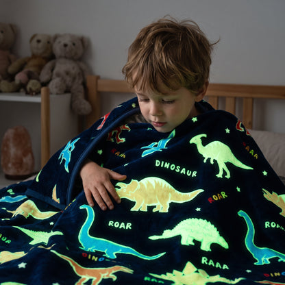 Glow in the Dark Dinosaur Blanket for Kids