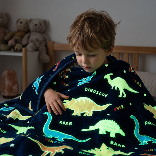 Glow in the Dark Dinosaur Blanket for Kids