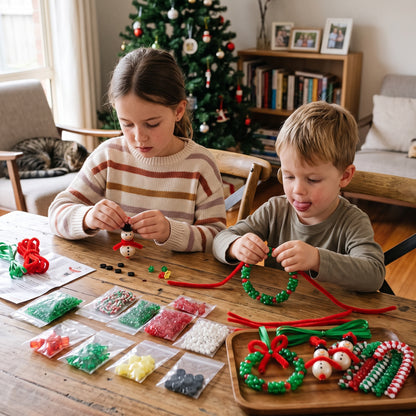 40-Piece Christmas Beaded Ornament Craft Kit for Kids & Families