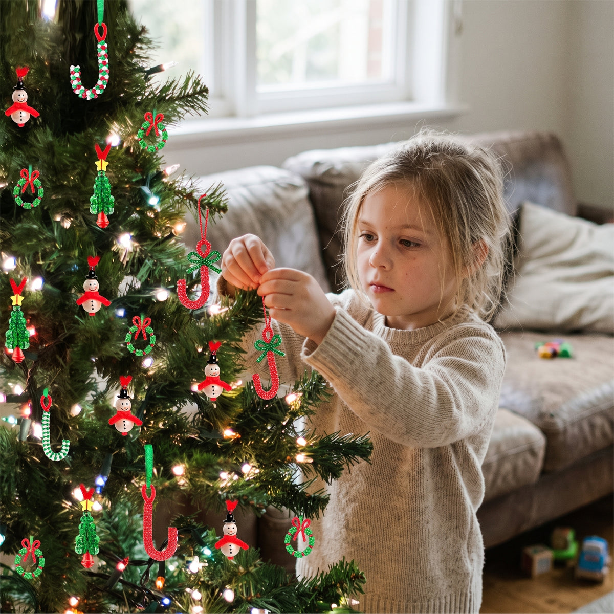 40-Piece Christmas Beaded Ornament Craft Kit for Kids & Families