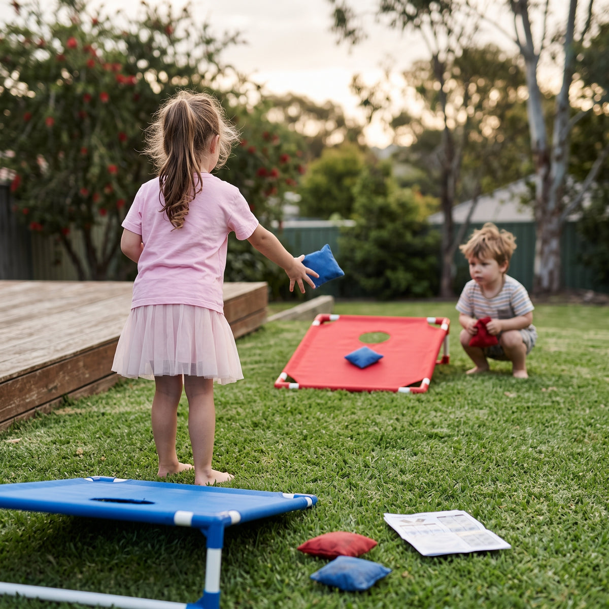 2-in-1 Cornhole & Bean Bag Toss Game for Kids