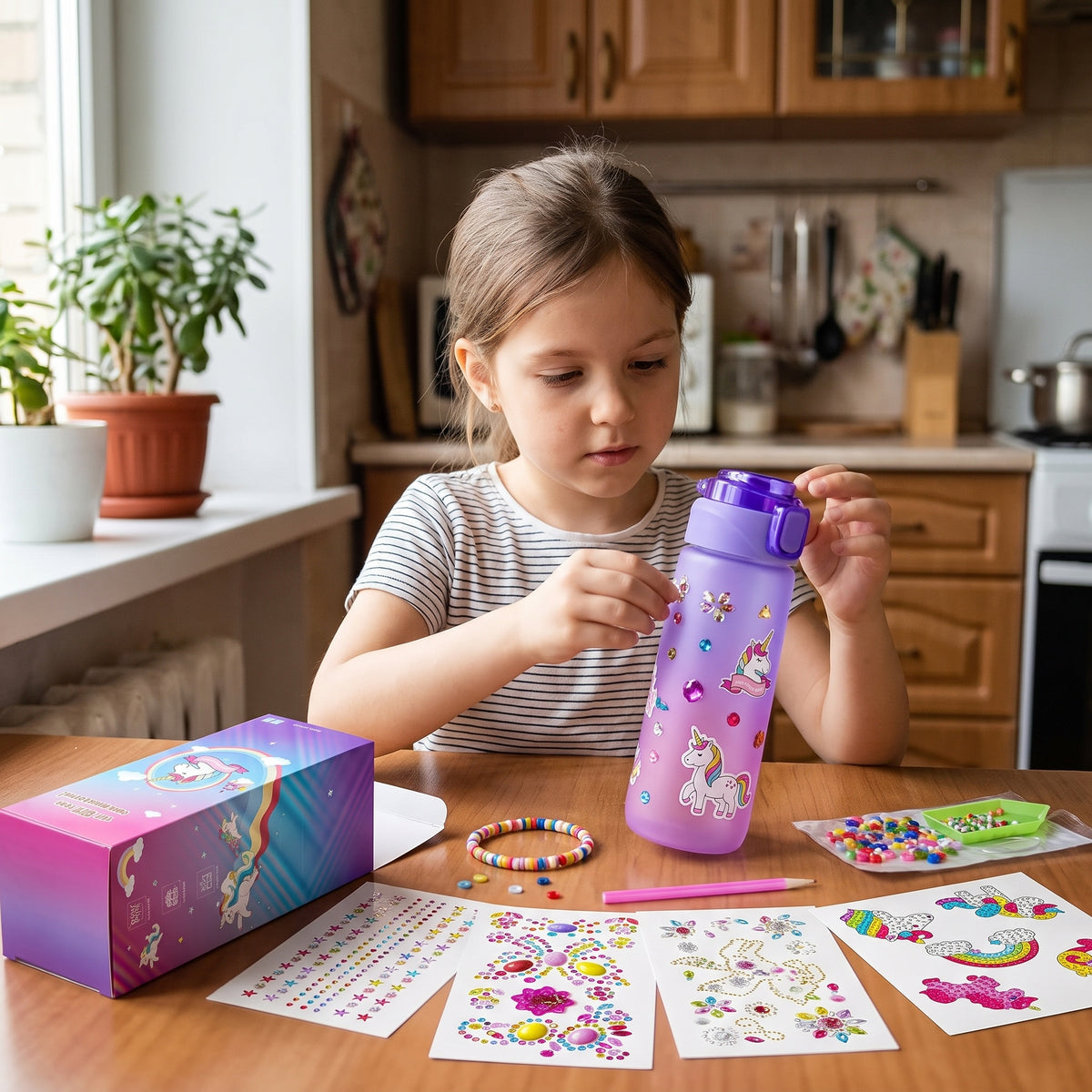DIY Unicorn Water Bottle Decorating Kit for Kids