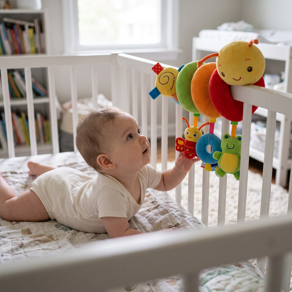 Baby Spiral Car Seat Toy – Soft Hanging Activity Toy for Prams & Strollers