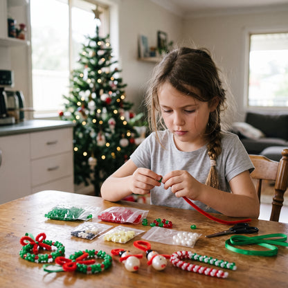 40-Piece Christmas Beaded Ornament Craft Kit for Kids & Families
