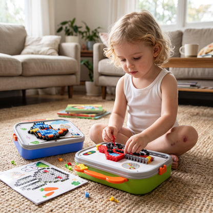 Kids DIY Mosaic Pegboard Puzzle Set with Storage Case
