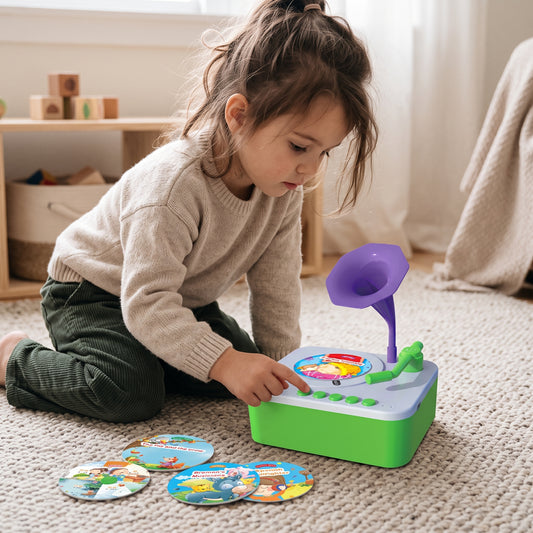 Kids Mini Gramophone Story & Music Player (96 Cards)