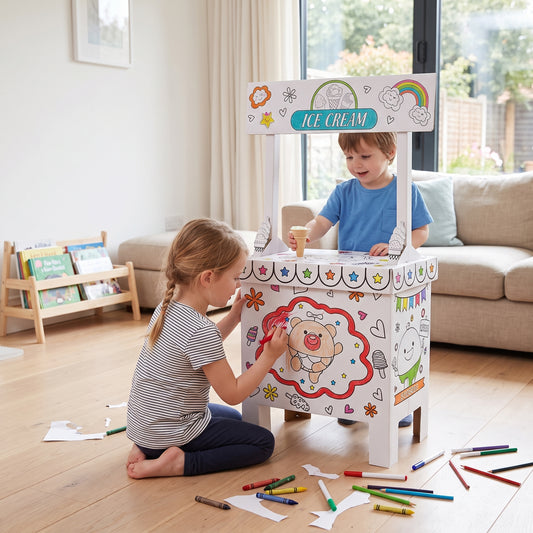 DIY Ice Cream Shop Cardboard Playhouse