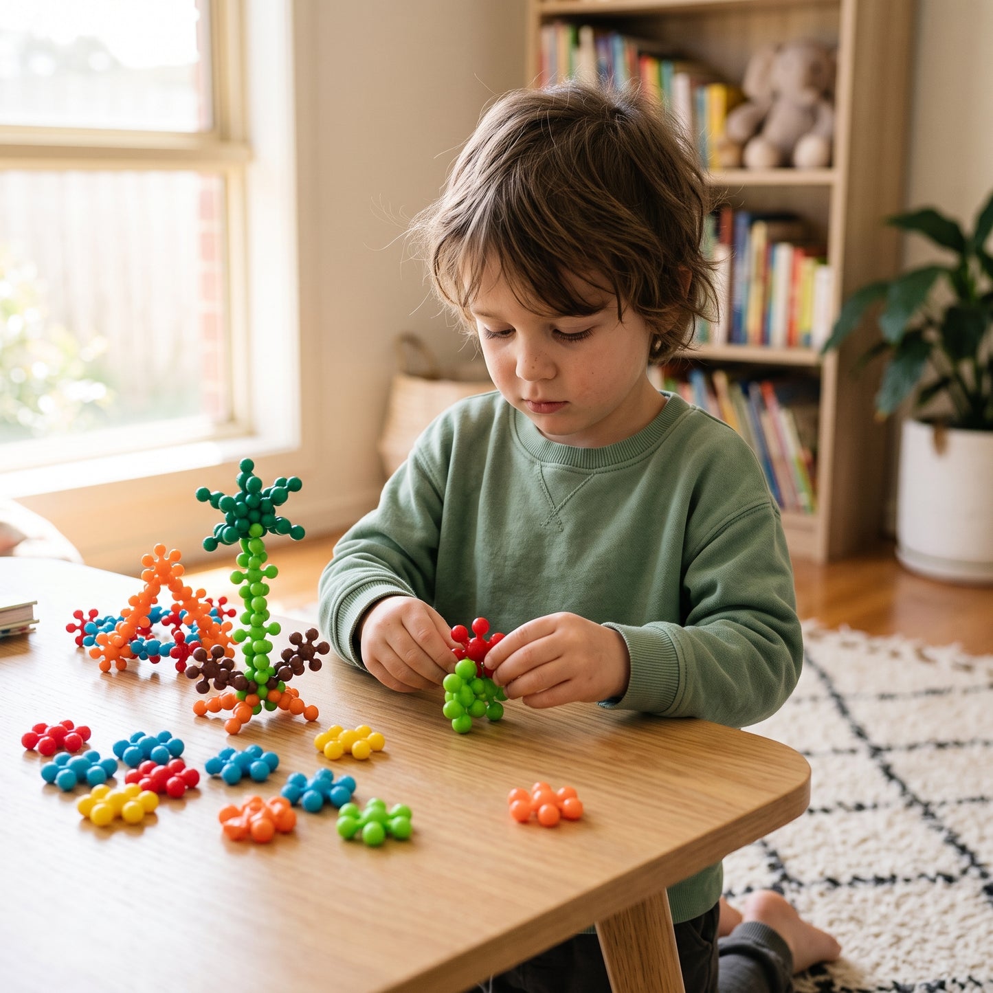 Montessori Snowflake Building Blocks with Instructions