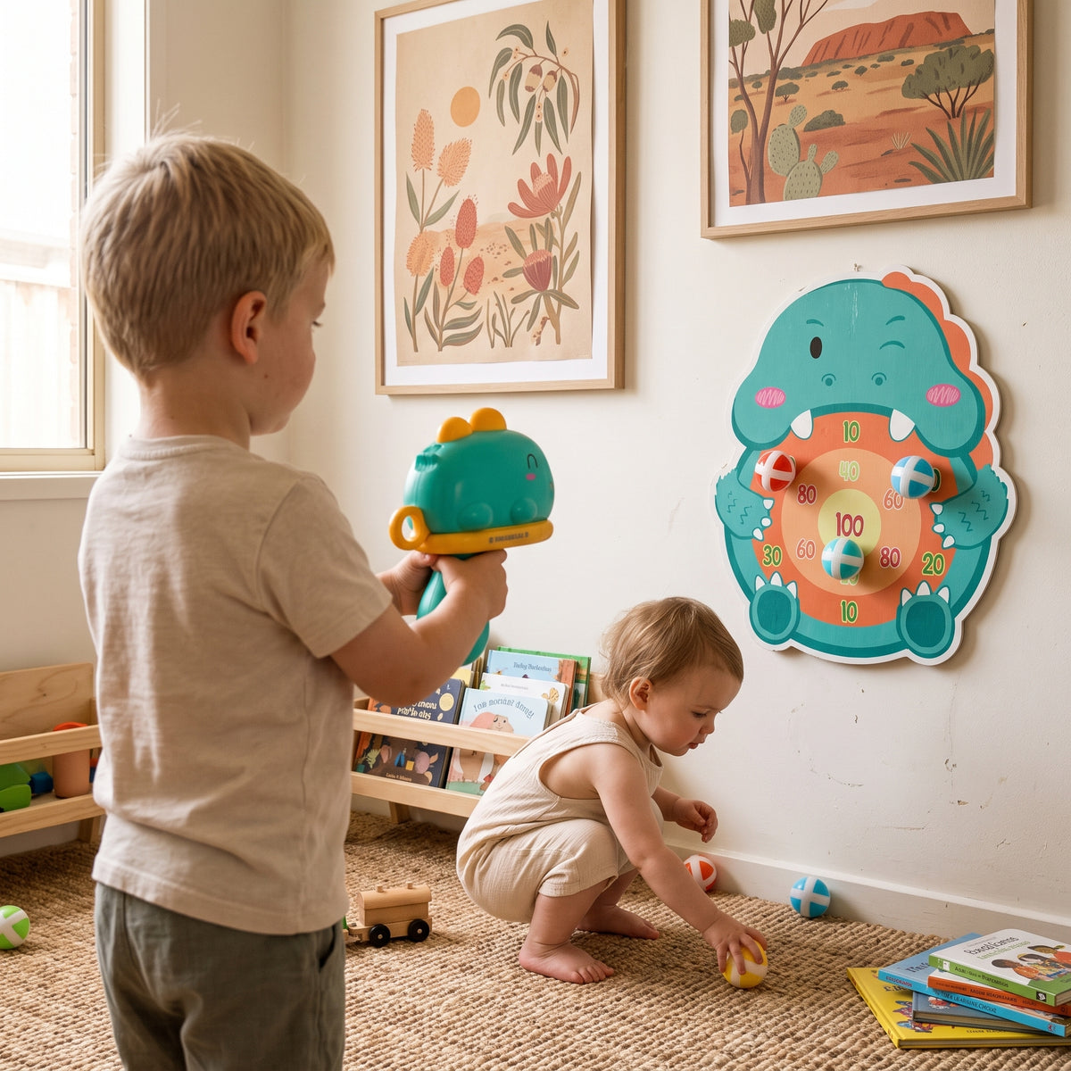 Dinosaur Sticky Ball Launcher & Target Shooting Game for Kids