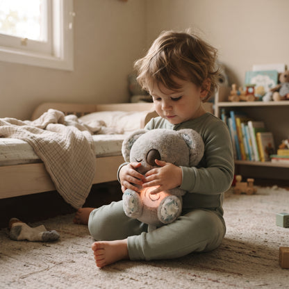 Interactive Breathing Plush Toy with Light, Sound & Moving Ears