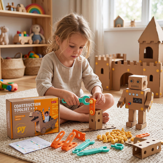 100-Piece Cardboard Construction Tool Set for Kids