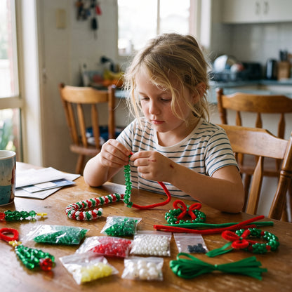 40-Piece Christmas Beaded Ornament Craft Kit for Kids & Families