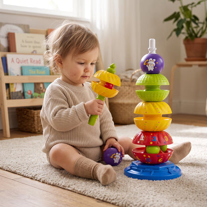 2-in-1 Spinning Stacking & Ball Drop Rattle Toy