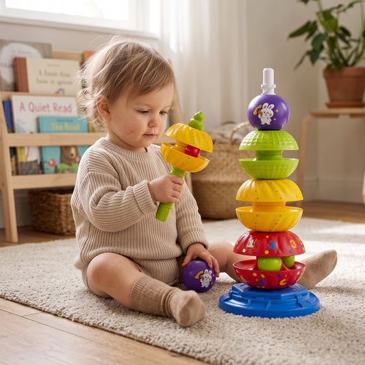 2-in-1 Spinning Stacking & Ball Drop Rattle Toy