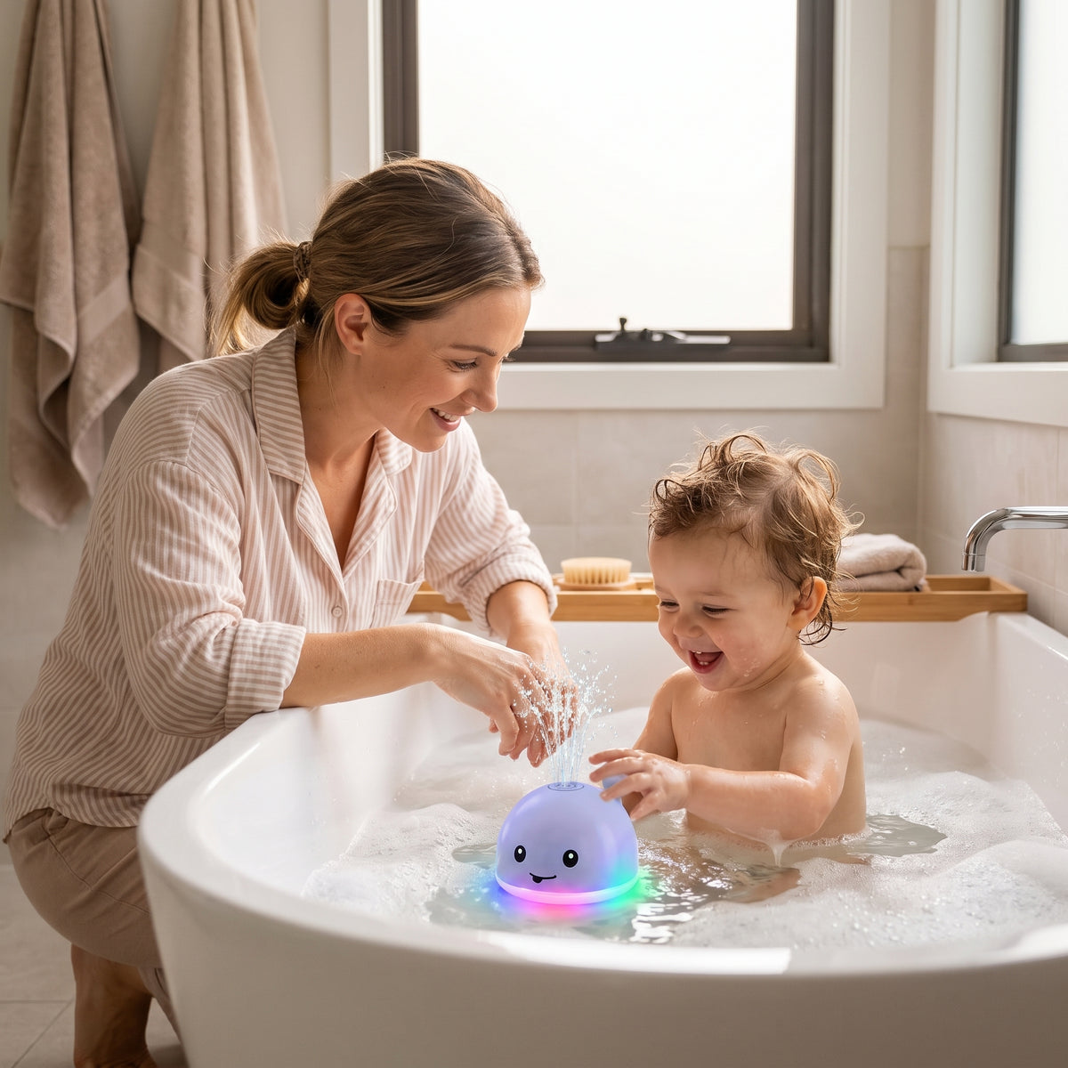 Light-Up Whale Bath Toy with Automatic Water Spray for Babies
