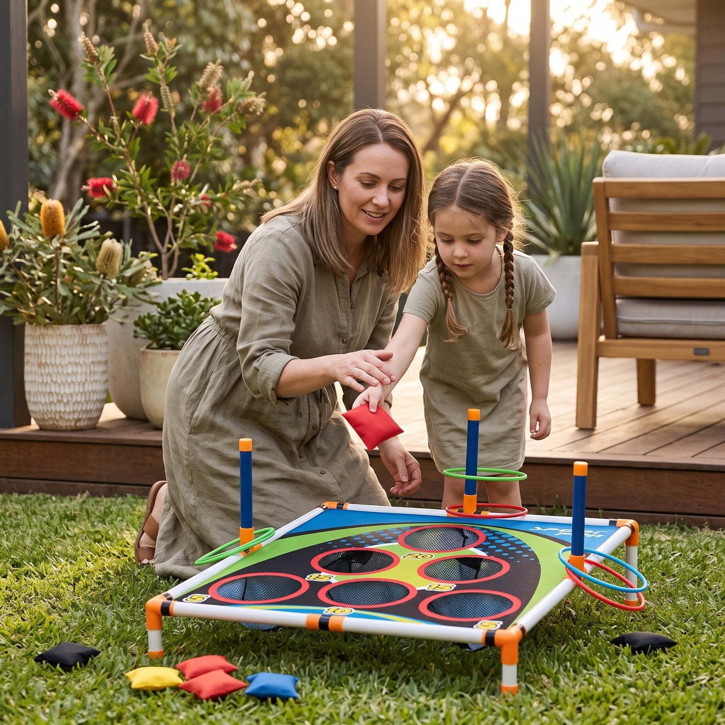2-in-1 Cornhole & Ring Toss Game Set