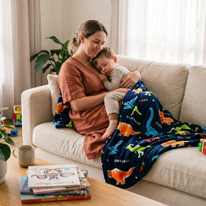 Glow in the Dark Dinosaur Blanket for Kids