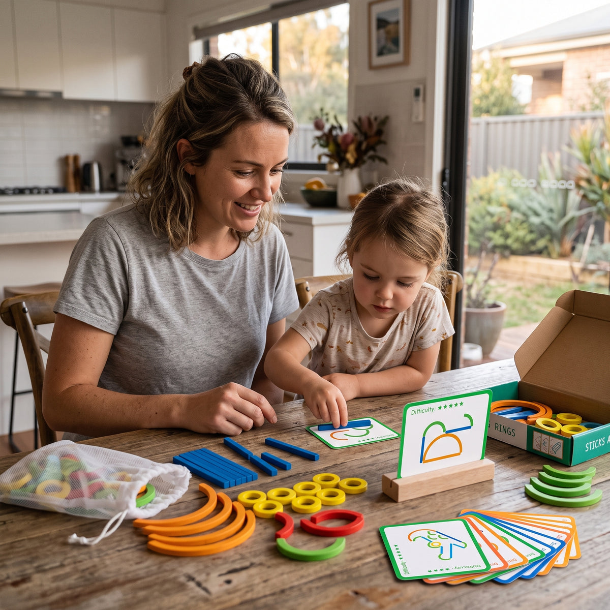Montessori Sticks and Rings Creative Learning Set