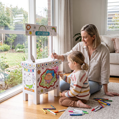 DIY Ice Cream Shop Cardboard Playhouse