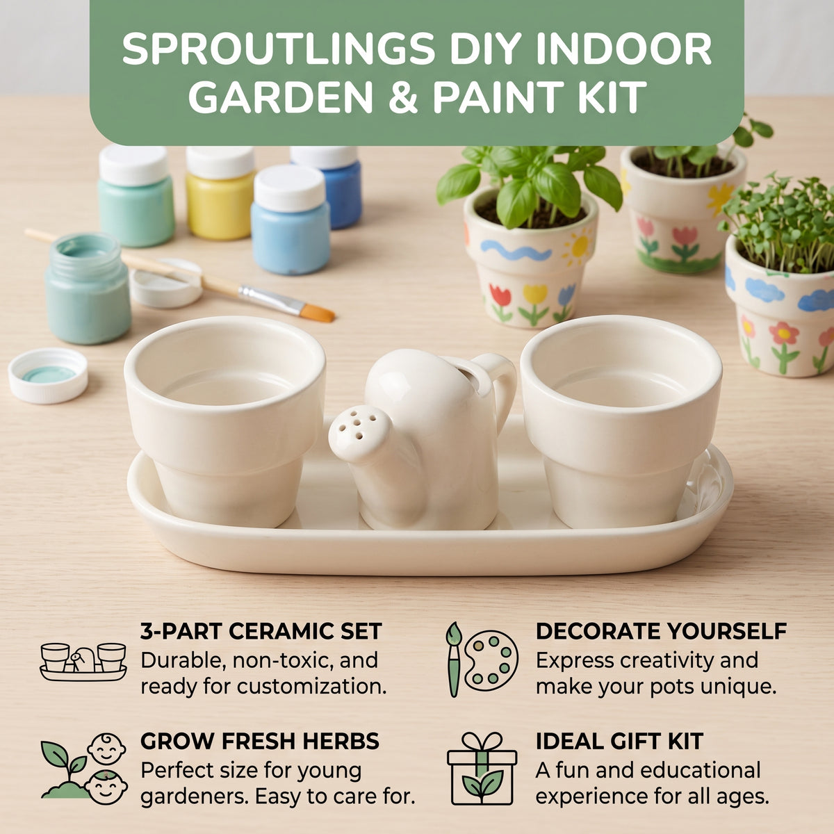 DIY Indoor Garden Painting & Growing Kit for Kids