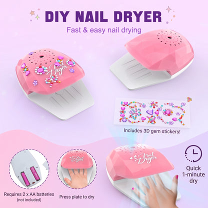 Kids Nail Polish Set with Dryer & Nail Art Kit