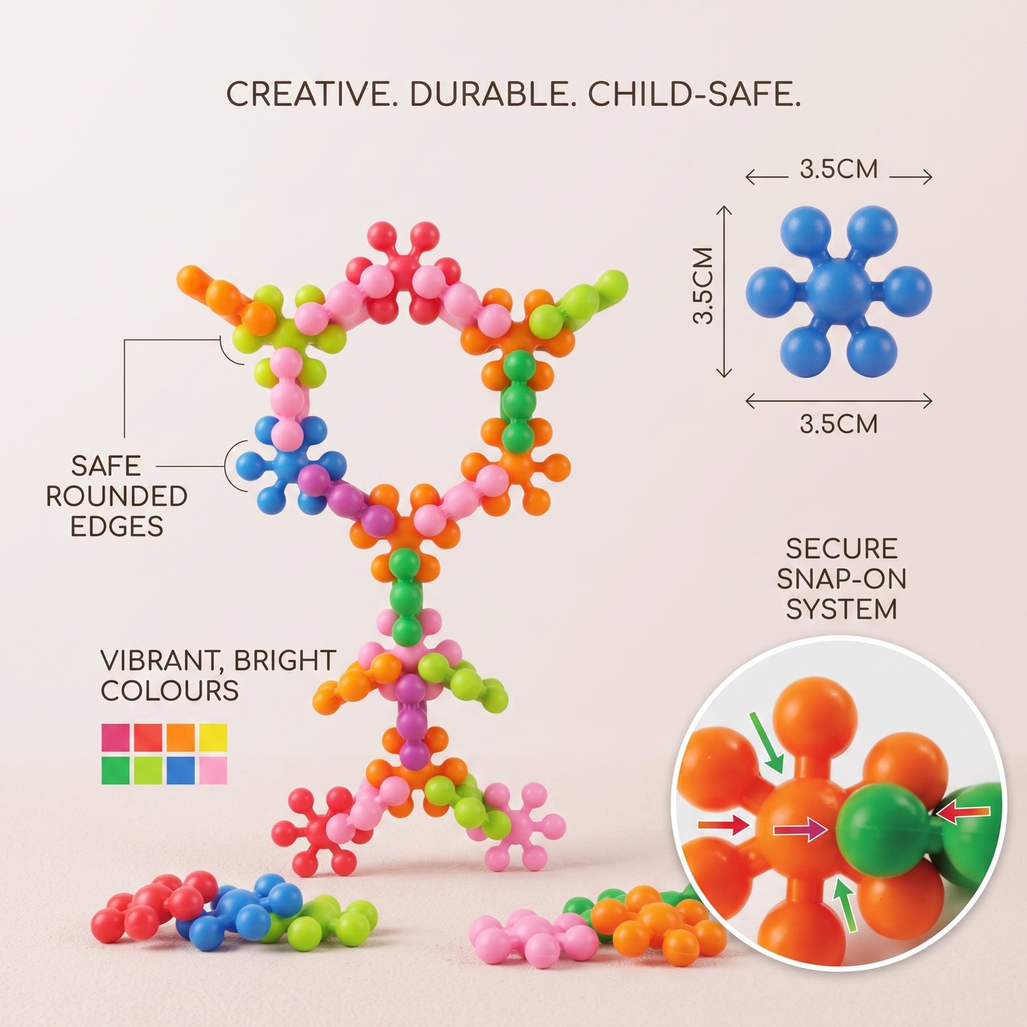 Montessori Snowflake Building Blocks with Instructions