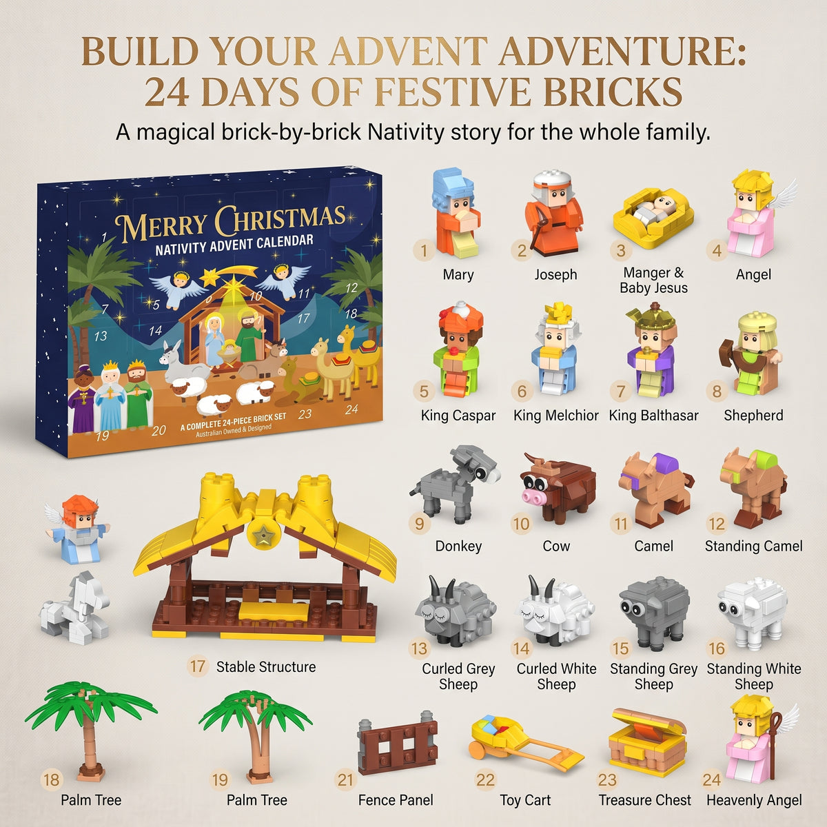 Christmas Nativity Building Blocks Advent Calendar for Kids