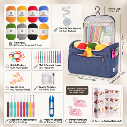 Beginner Crochet Bag with Yarn, Crochet Hooks & Accessories