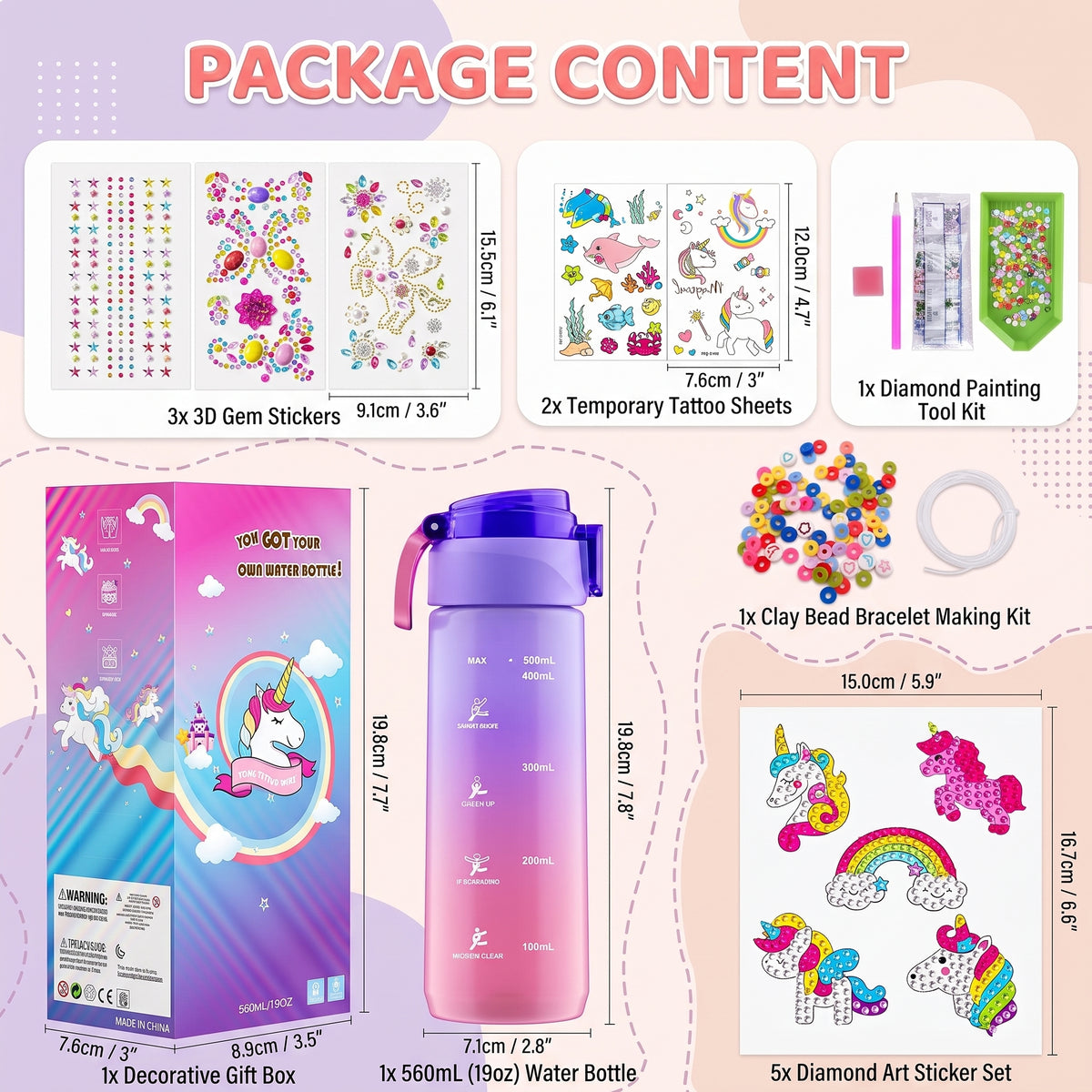 DIY Unicorn Water Bottle Decorating Kit for Kids