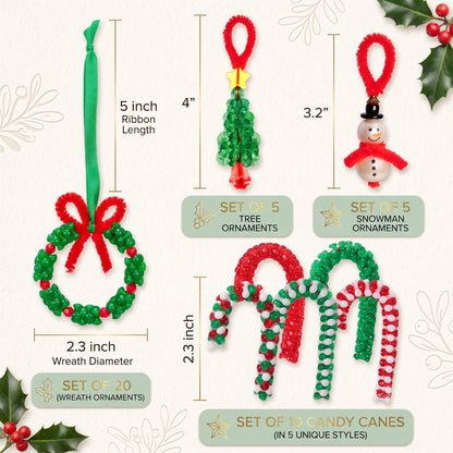40-Piece Christmas Beaded Ornament Craft Kit for Kids & Families