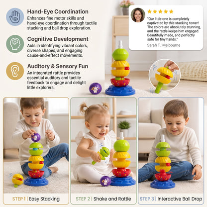2-in-1 Spinning Stacking & Ball Drop Rattle Toy