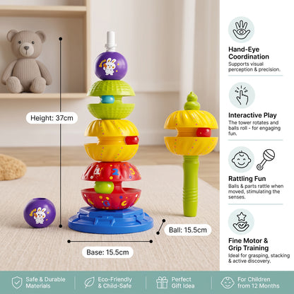 2-in-1 Spinning Stacking & Ball Drop Rattle Toy