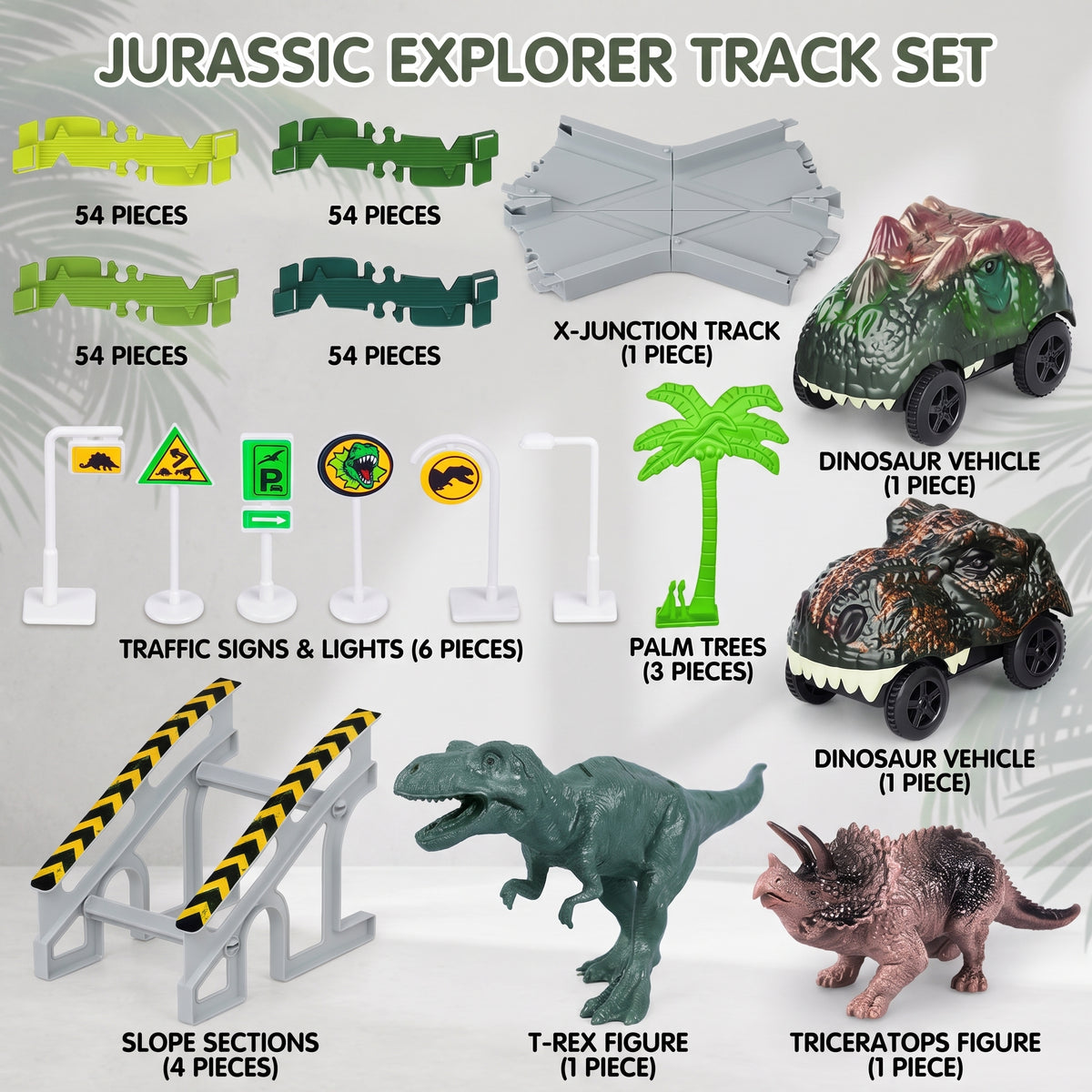 223-Piece Dinosaur Race Track Set – Flexible DIY Racing Toy for Kids