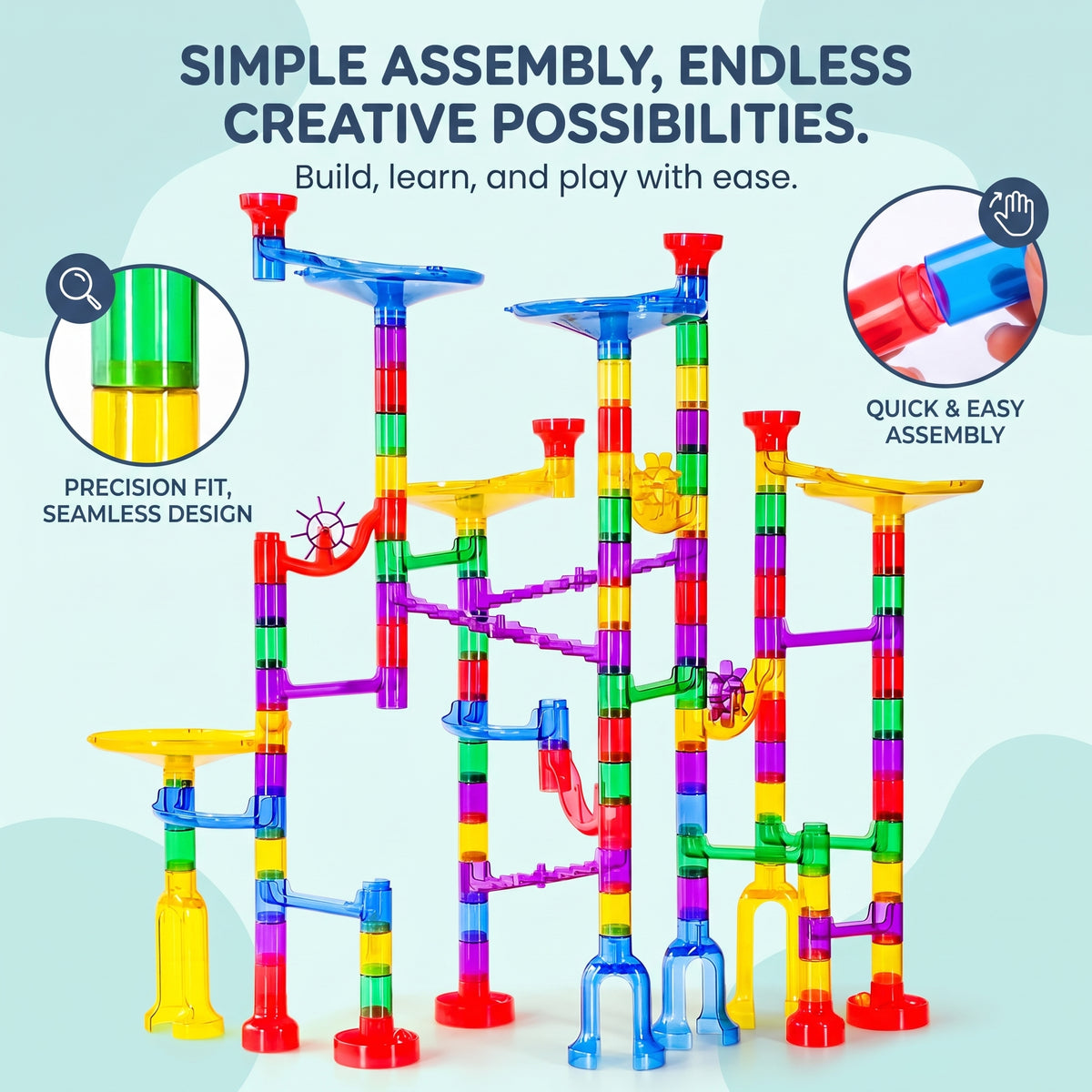 132 Piece Marble Run Building Set for Kids – STEM Race Track Toy
