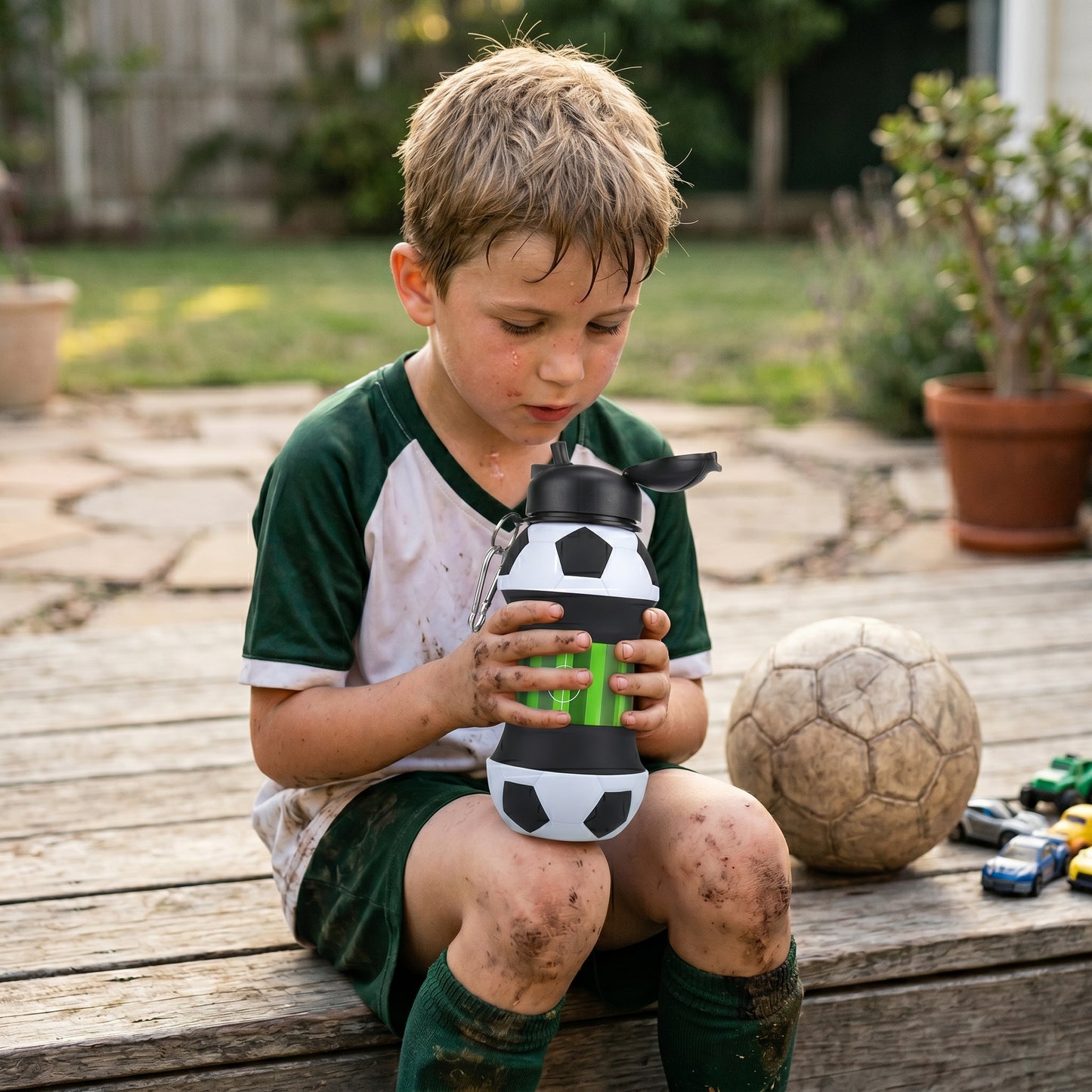 Foldable Silicone Soccer Water Bottle