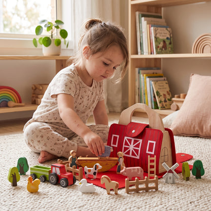 Wooden Travel Farm Play Set