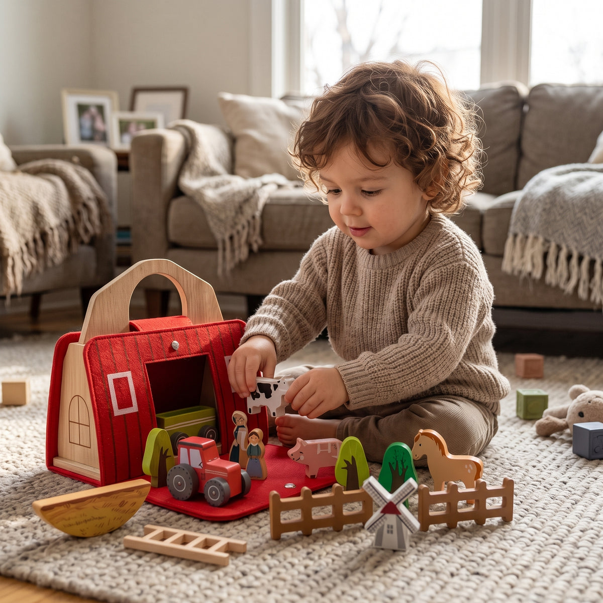 Wooden Travel Farm Play Set