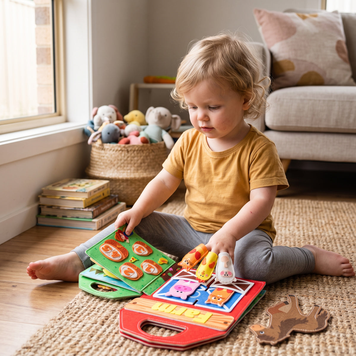 Montessori Farm Busy Book with Finger Puppets