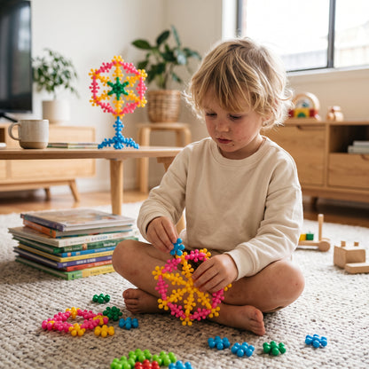 Montessori Snowflake Building Blocks with Instructions